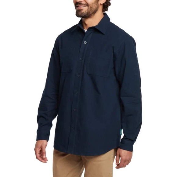 Woolrich Chamois Shirt Men Small 100% Cotton Long Sleeve Button Down Navy NWT - Picture 5 of 10